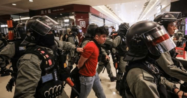 Police detain protesters at busy Hong Kong mall during Dragon Boat Festival