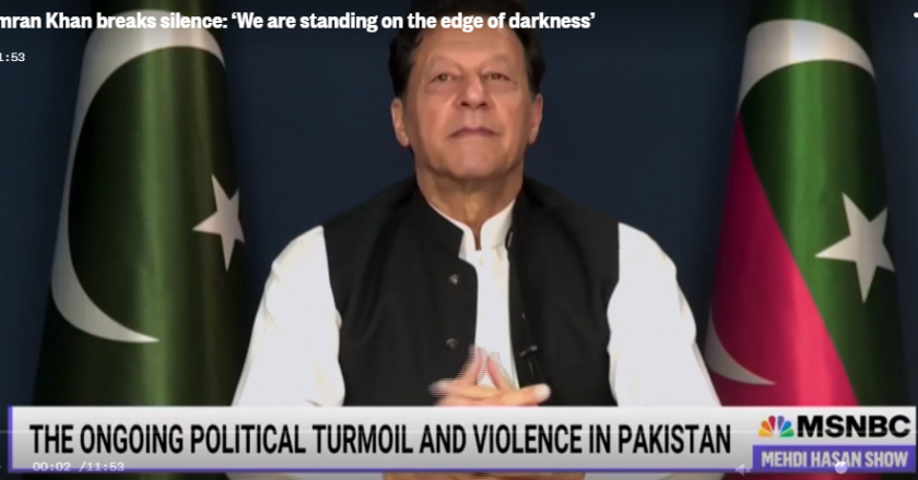 Imran Khan, a former politician, claims that Pakistan is “standing on the edge of darkness.”