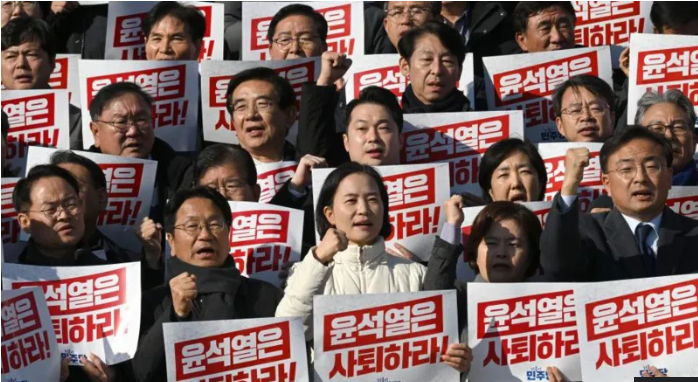 What happened after the president of South Korea imposed martial law, and why?