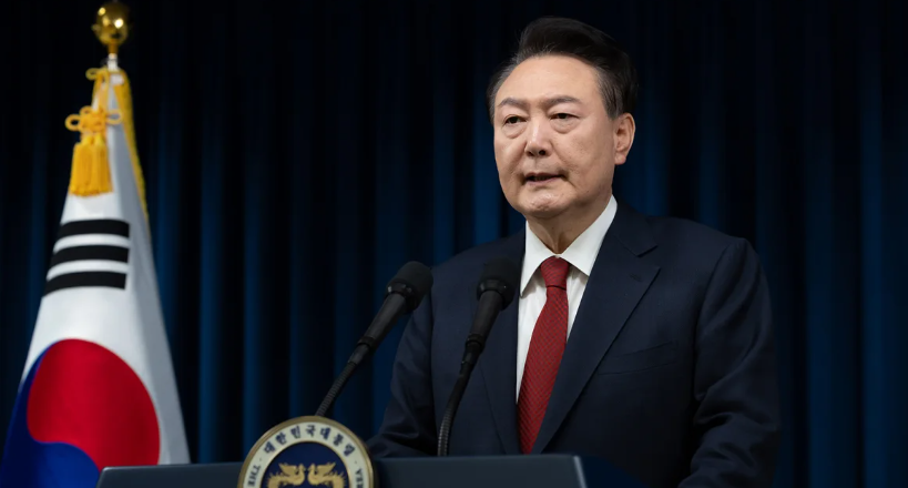 The ruling party in South Korea supports impeachment because the president is unwilling to resign due to martial law.